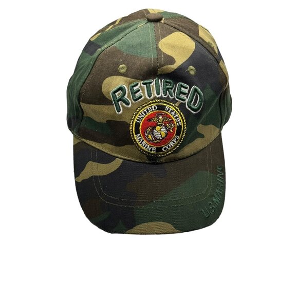 US Marine‎ Corps USMC Retired Veteran Camo Hat Embroidered Logo Adjustable Cap - Picture 1 of 5